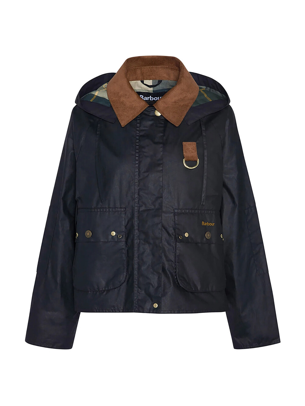 NEW, BARBOUR Women's Erma Wax Jacket in Black/Ancient Tartan SZ 4  #WAX344